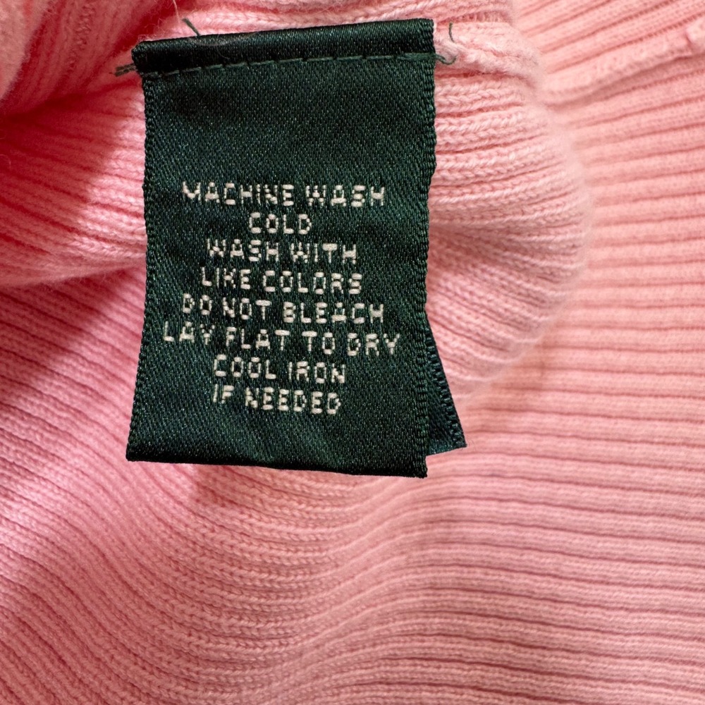 NEW Lauren Ralph Lauren Mock Neck Sweater Womens PL Pink Ribbed Cotton Petite - Picture 7 of 13